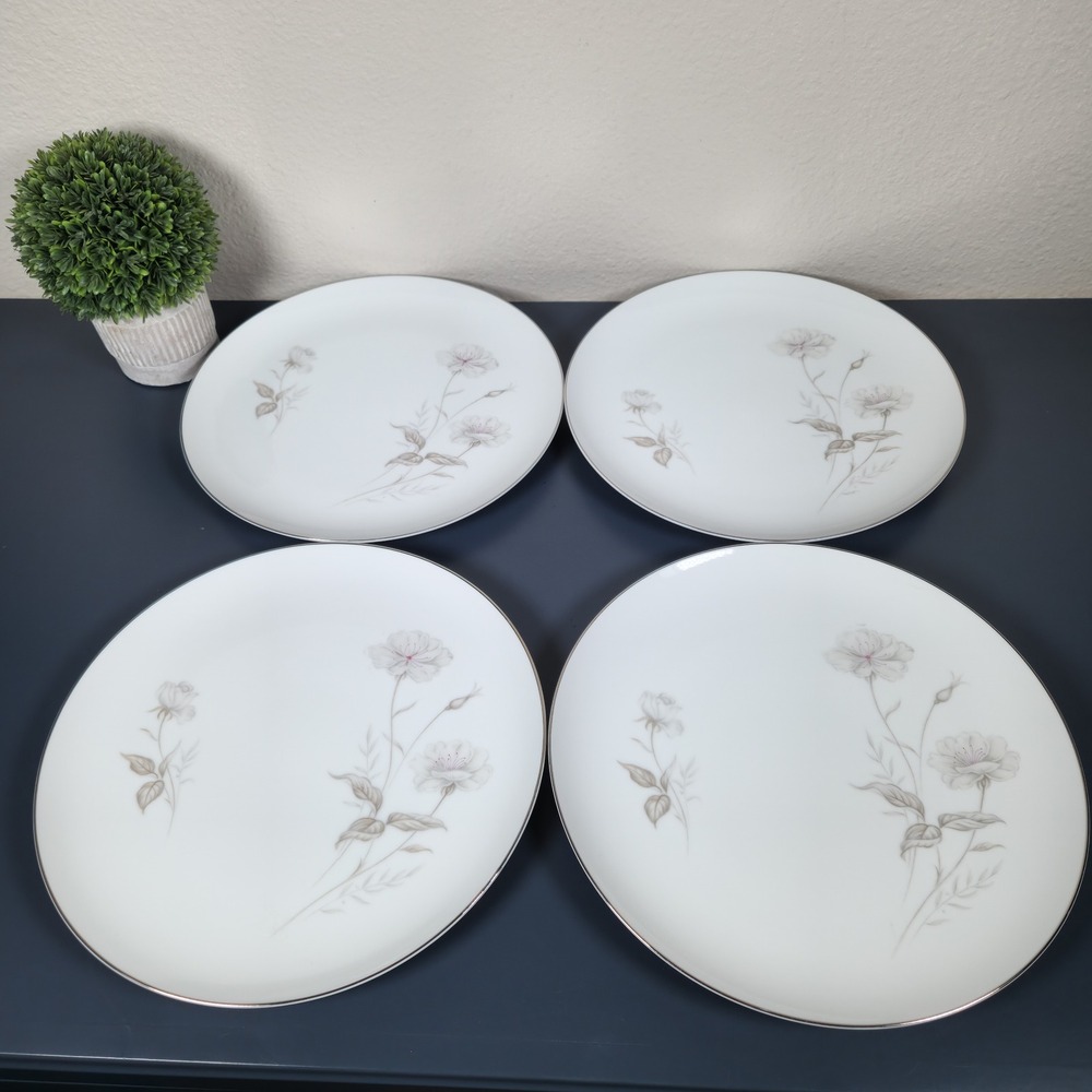 VTG Mikasa Fine China Harmony 6153 Dinner Plates Set of 4 Floral Japan 10.5 inch